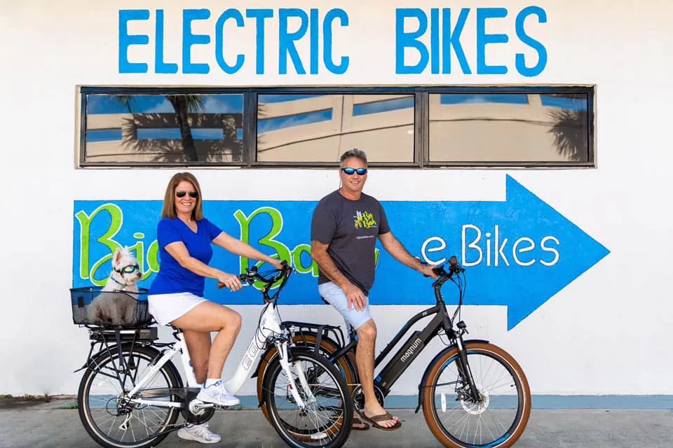 People riding bikes